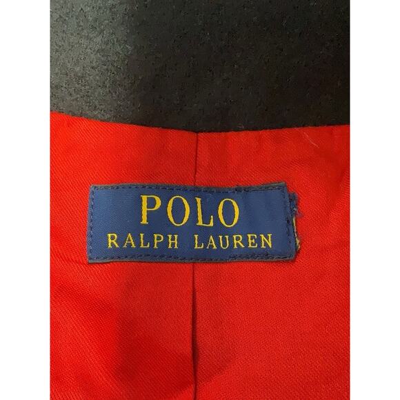VTG Polo Ralph Lauren Black Wool Blazer Jacket Crest Military Logo Red M - Picture 3 of 4